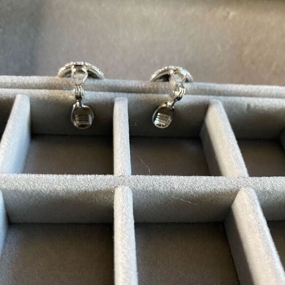 Vintage clip on sparkle earrings crystal bling Ivy retro rhinestone silver tone - Picture 9 of 12